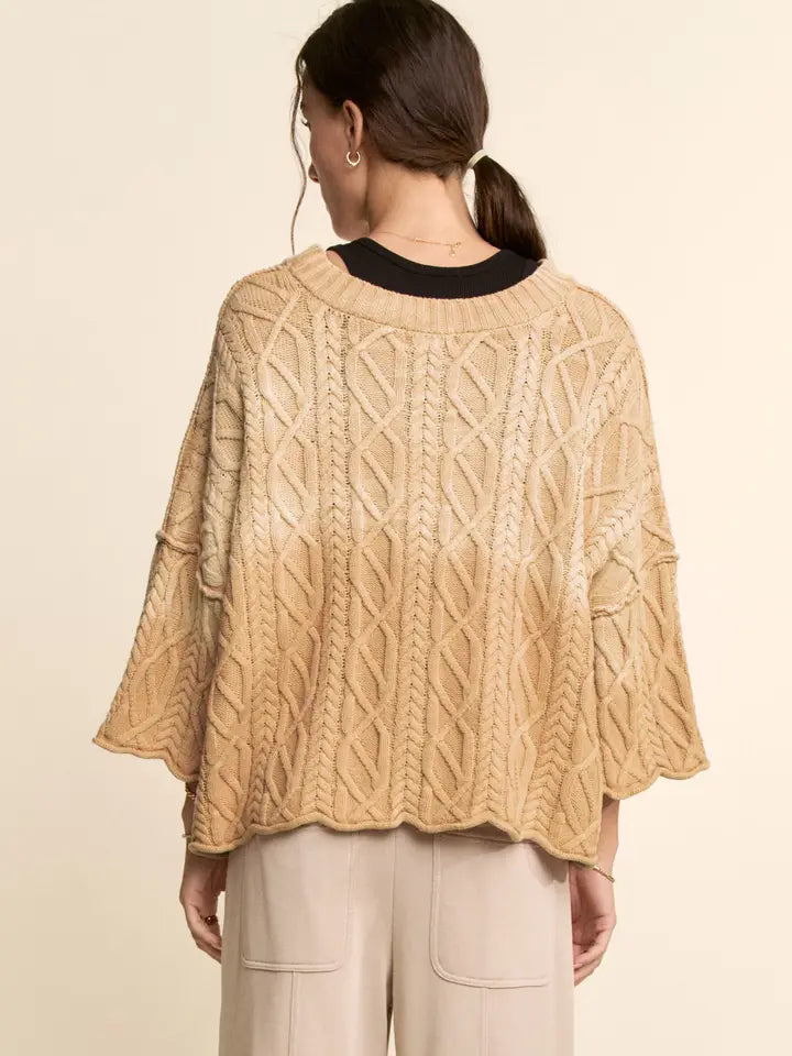 Ombre Oversized Cable Sweater by Davi & Dani