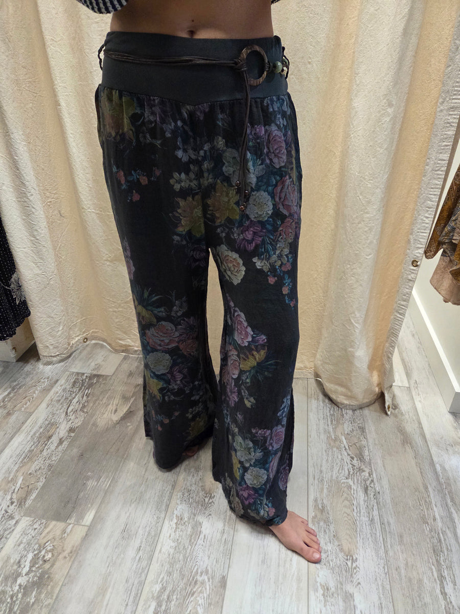 Floral Linen Palazzo Pant
