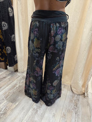 Floral Linen Palazzo Pant