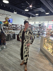 Leopard Print Sweater Duster by Adore