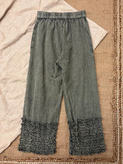 Ruffled Hem Mineral Wash Pants by The Paper Lace