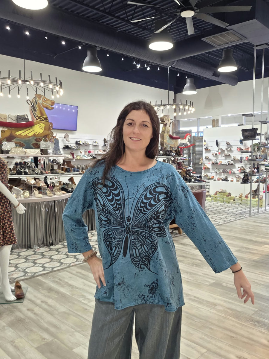 Driftwood Day Tee in Butterfly Print by Paper Lace