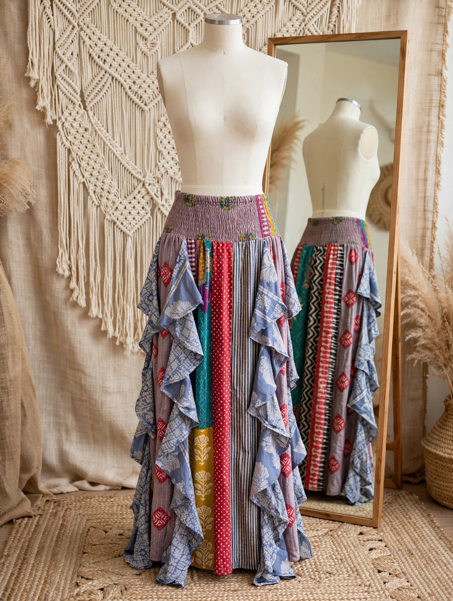 Pareo Kantha Willow Maxi Skirt #183 by Kantha Bae