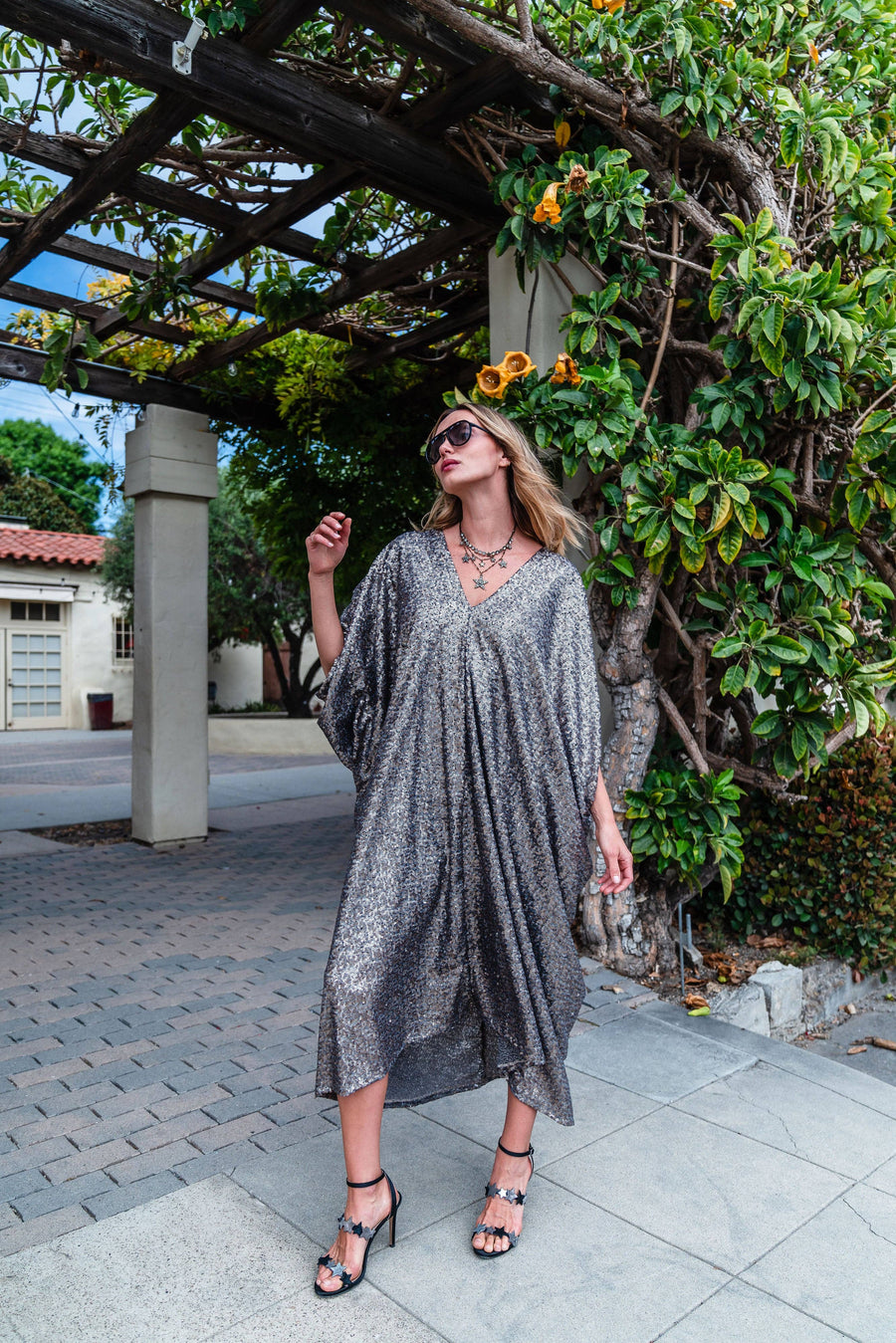 Gunmetal Nouveau Sequin Caftan