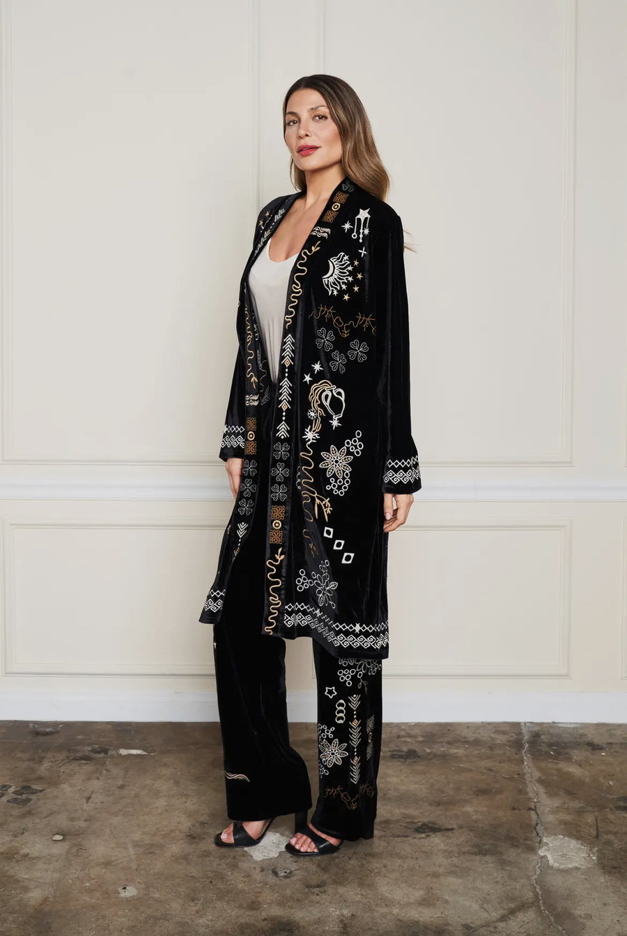 Velvet Embroidered Duster by Paparazzi