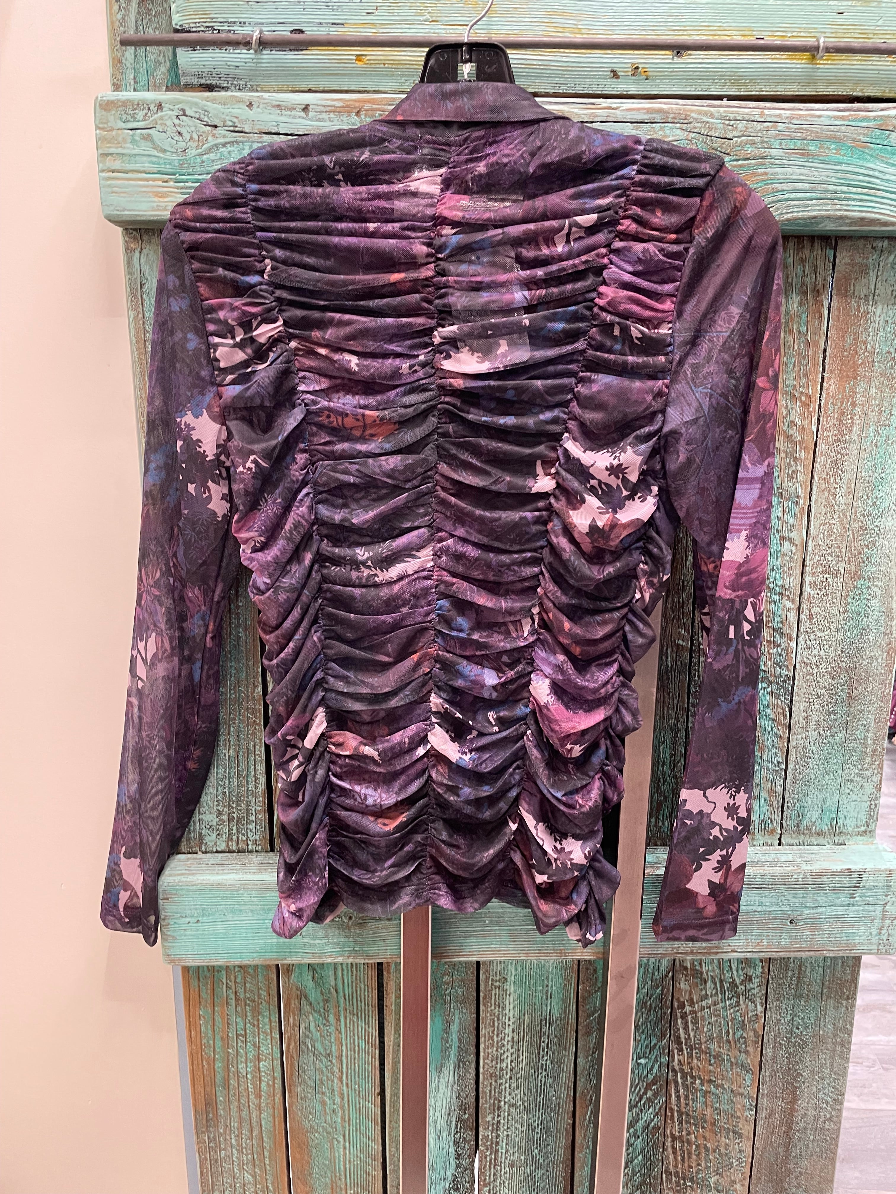 Button Down Ruched Shirt by Adore