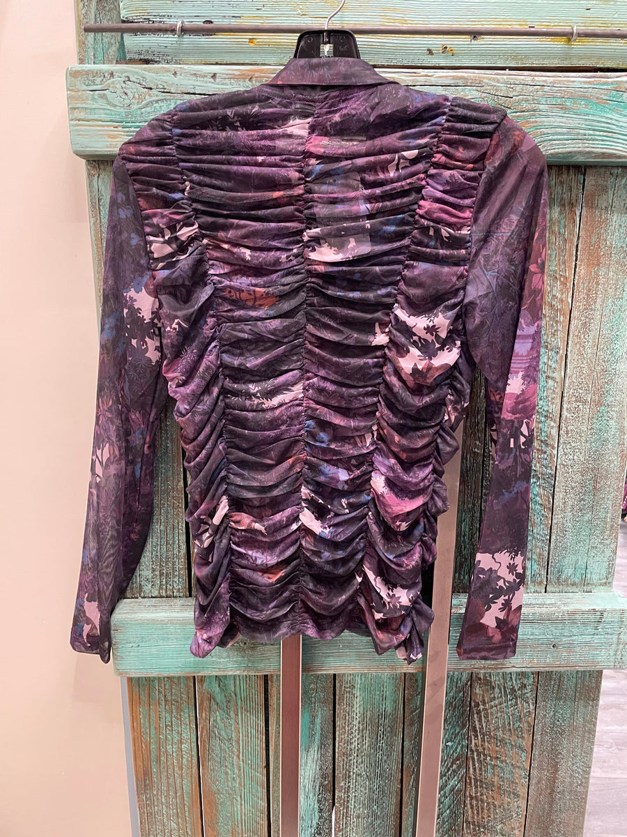 Additional view of Button Down Ruched Shirt by Adore from Robin Boutique.