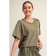 Mineral Washed Cropped Short Sleeve Tee by Rae Mode