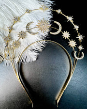 Sun Moon Stars Goddess Crown Halo Headband, Boho Headpiece Robin Boutique