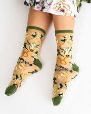 Taurus Zodiac Shimmer Sheer Crew Sock