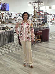 Blush Garden Gauze Embroidered Button Down by All About Her