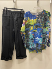 3/4 Sleeve Dolman Sweater in Marine Print by Inoah