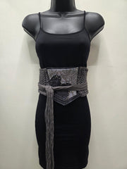 Handmade Robin Obi Pocket belt in Grey and Denim Robin Boutique
