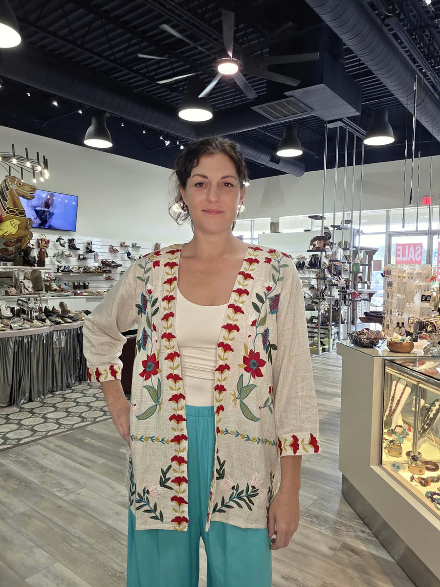 Wildflower Whimsy Embroidered Kimono by All About Her