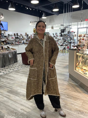 Cotton Knit Hooded Printed Lady Duster by Paper Lace