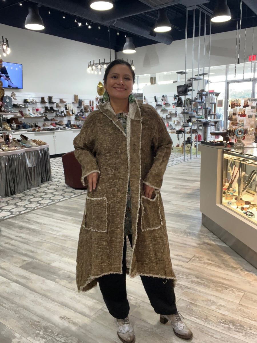 Cotton Knit Hooded Printed Lady Duster by Paper Lace