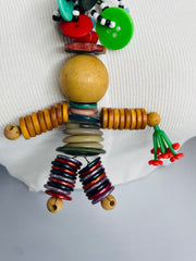 Wooden Button Person Necklace by The Vintage Jewel