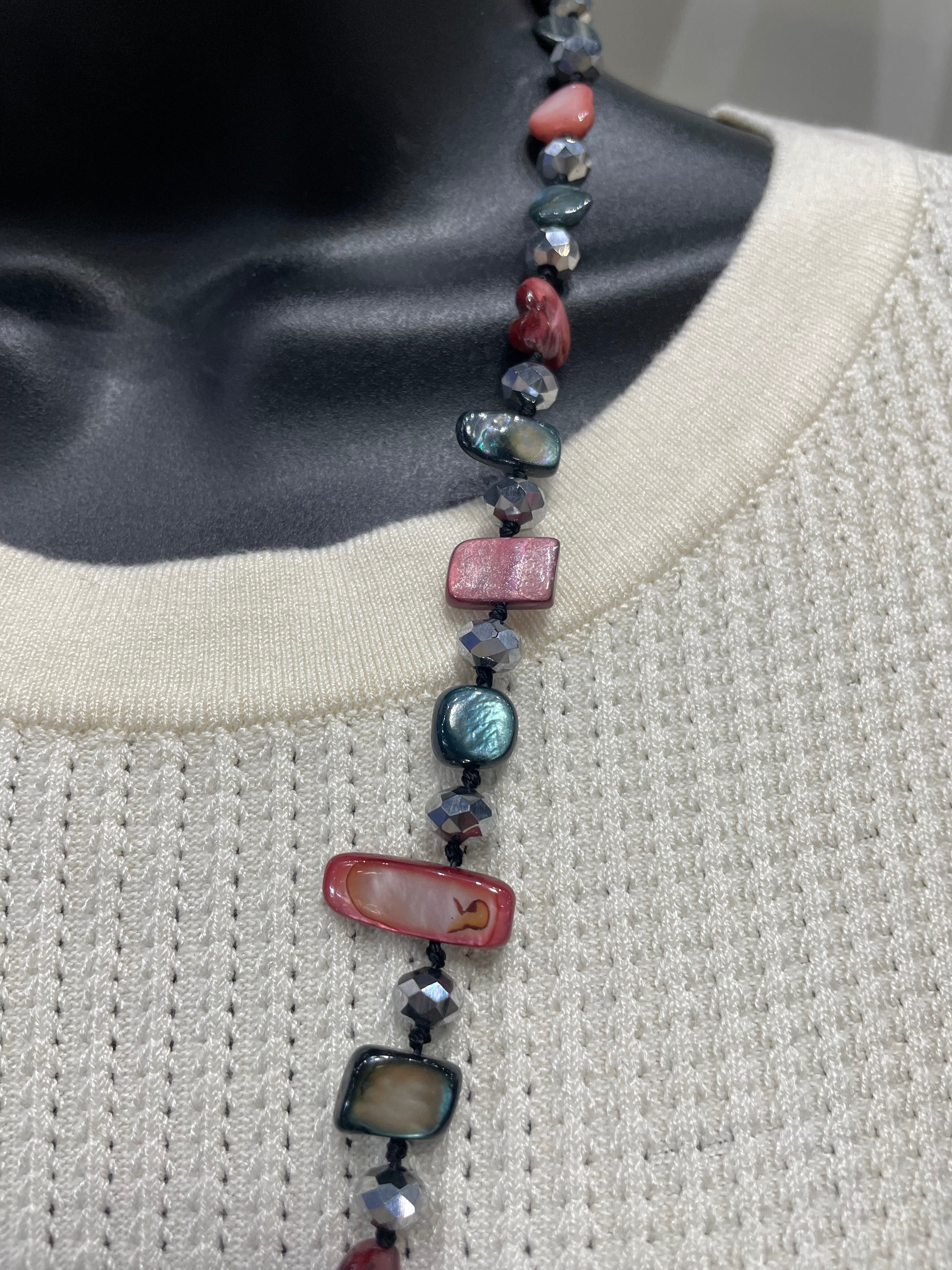 Tidal Glow Irregular Shell & Glass Necklace