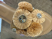Raffia Embellished Sandal Slide Flats Robin Boutique