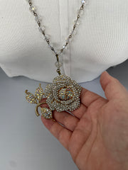 Additional view of Rhinestone Rose Necklace by Gina from Robin Boutique.