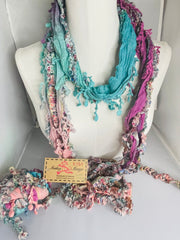 Boho Mixed Tassel Handmade Scarf Necklace