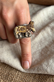 Carved Donkey Statement Adjustable Ring by Tara Gasparian