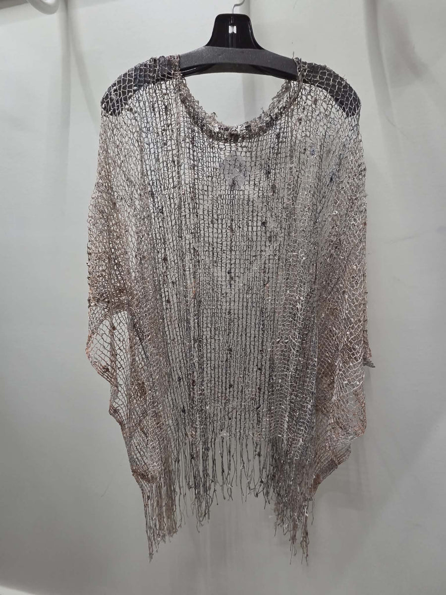 Sequin Mesh Layering Top in Brown by Origami