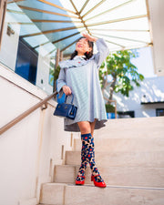 Bold Blue Sheer Knee High Socks Robin Boutique