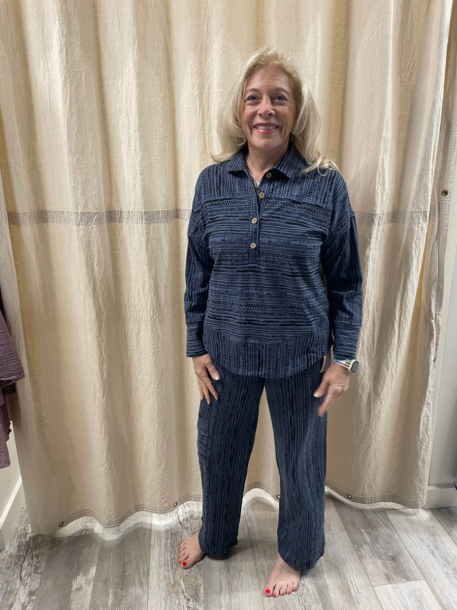 Stripe Cotton Slub J Pocket Flood Pant