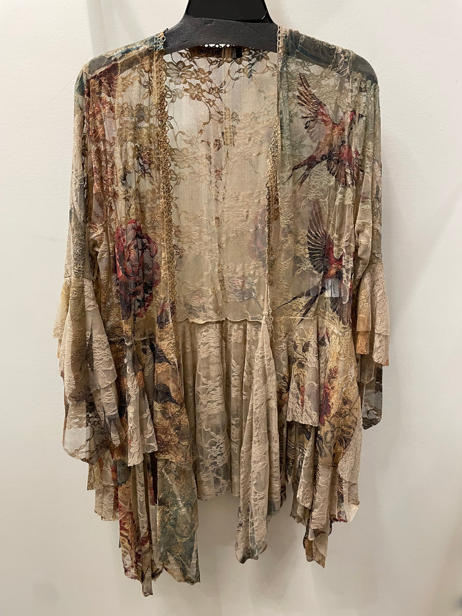 Additional view of All Lace Cardigan in Vintage Bird by Origami from Robin Boutique.