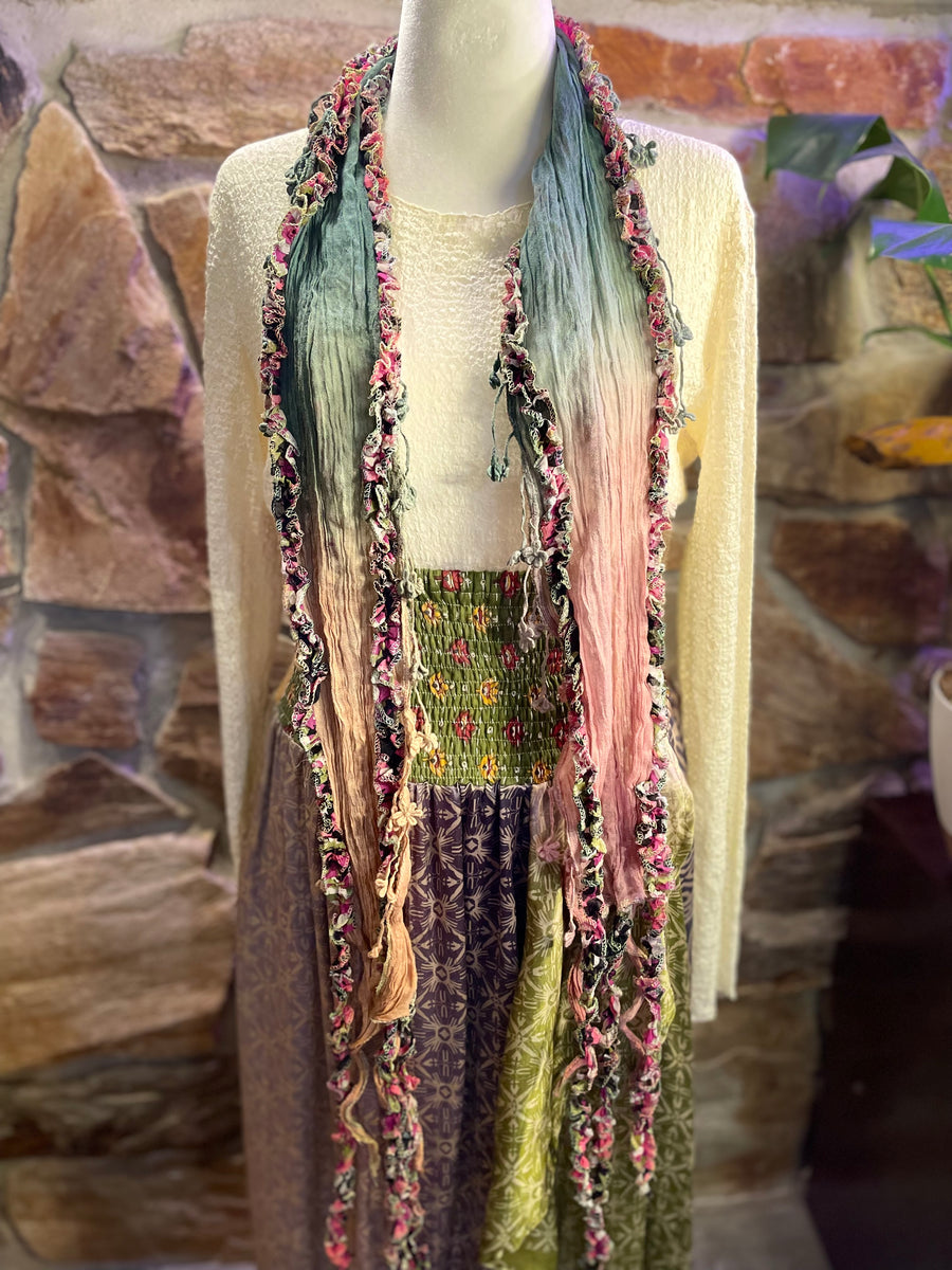 Boho Mixed Tassel Handmade Scarf Necklace