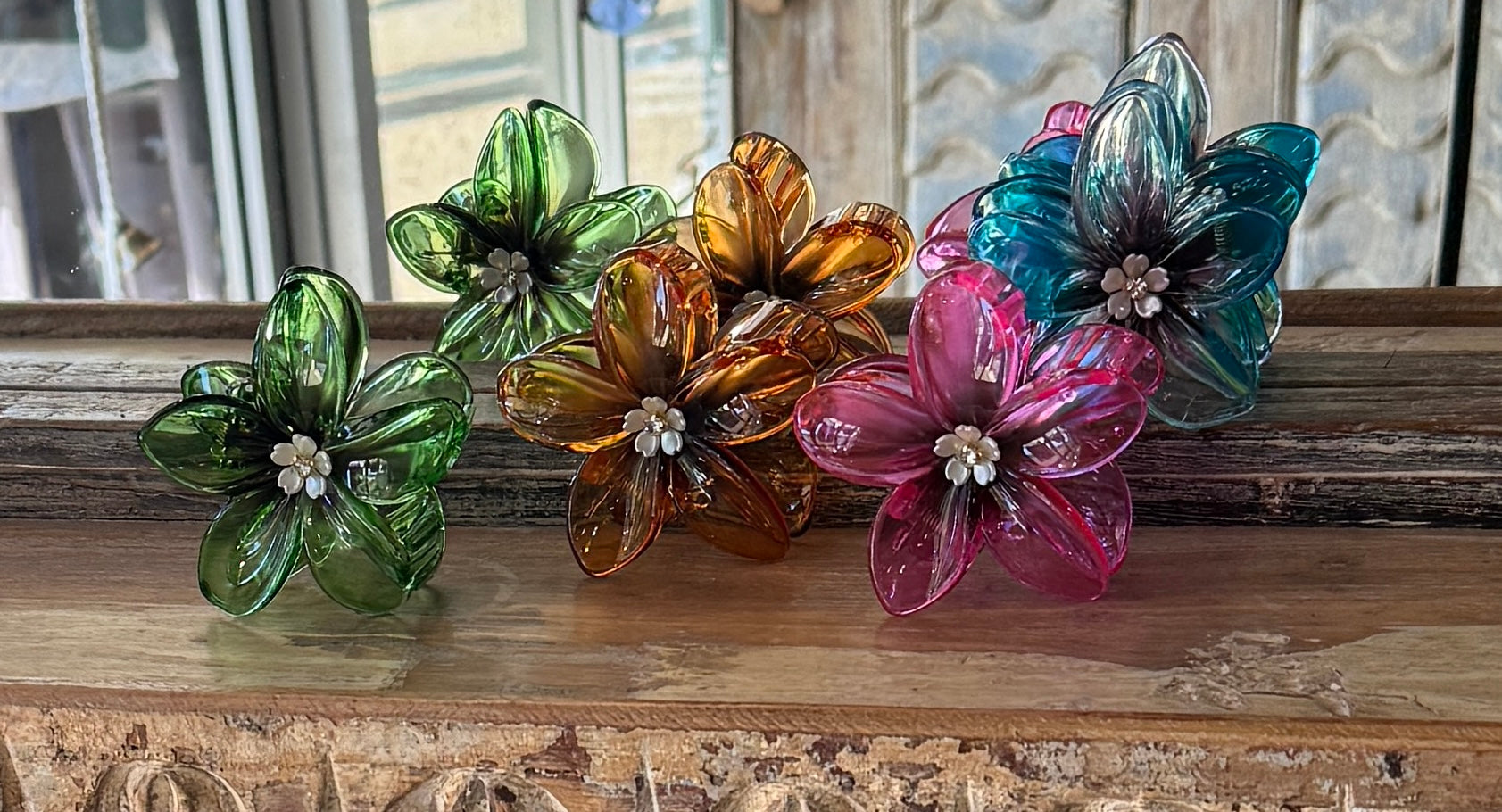 Flower Hair Claw with Rhinestone Center Robin Boutique