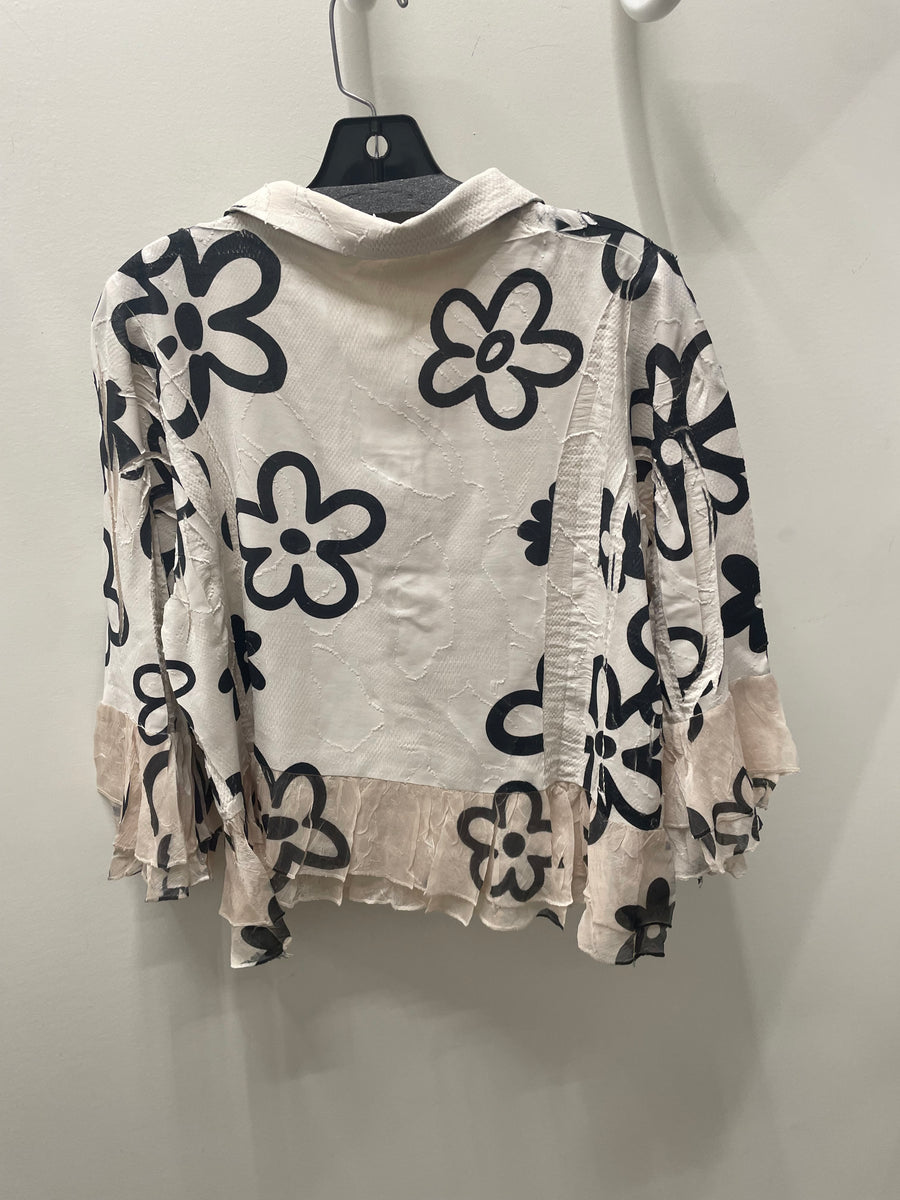 Cropped Ruffle Jacket in New Daisy Print by Origami Robin Boutique