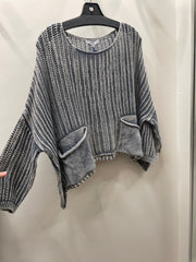 Oversized Crochet Pocket Top