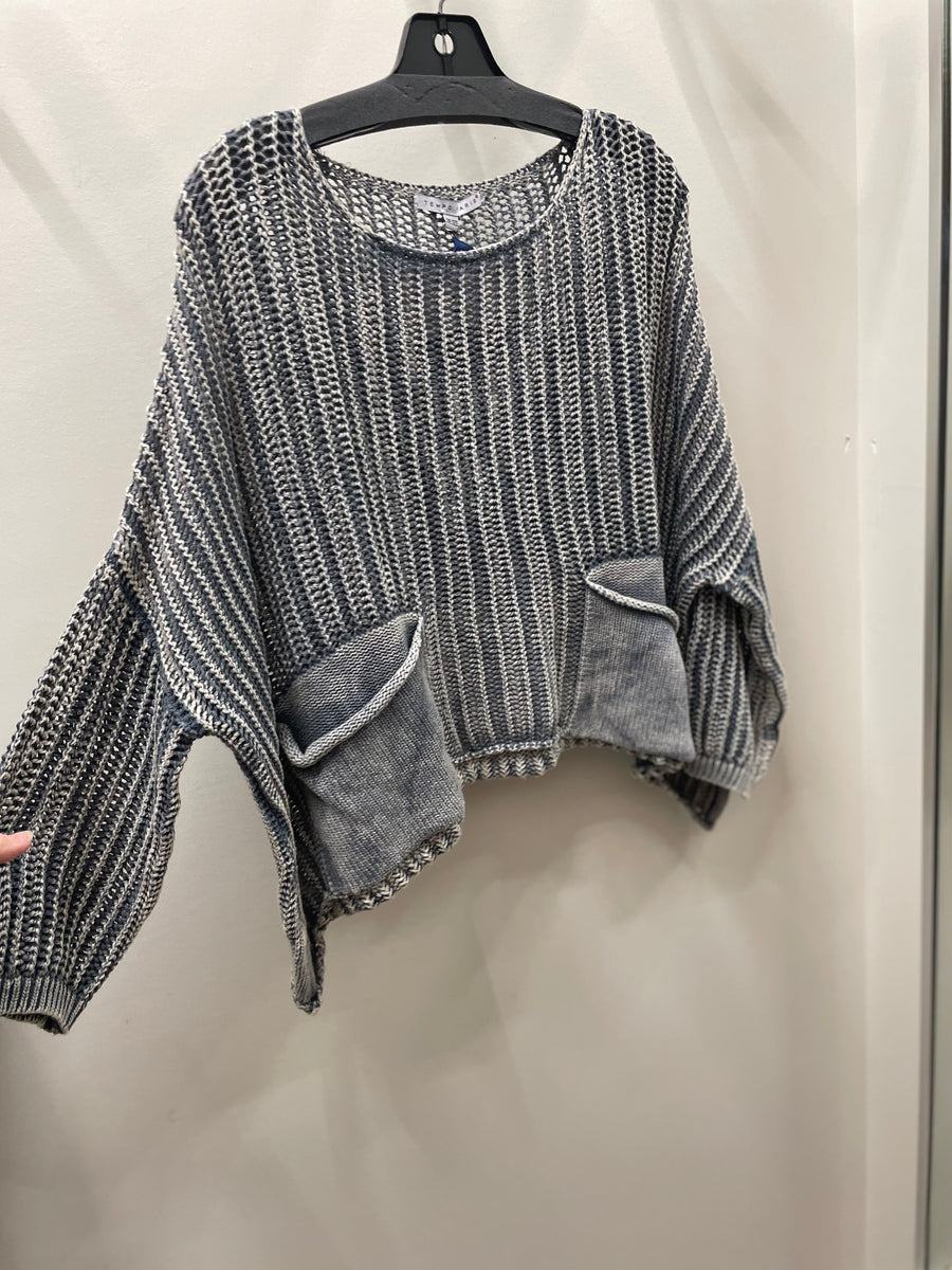 Oversized Crochet Pocket Top