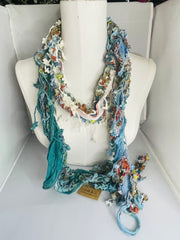 Boho Mixed Tassel Handmade Scarf Necklace