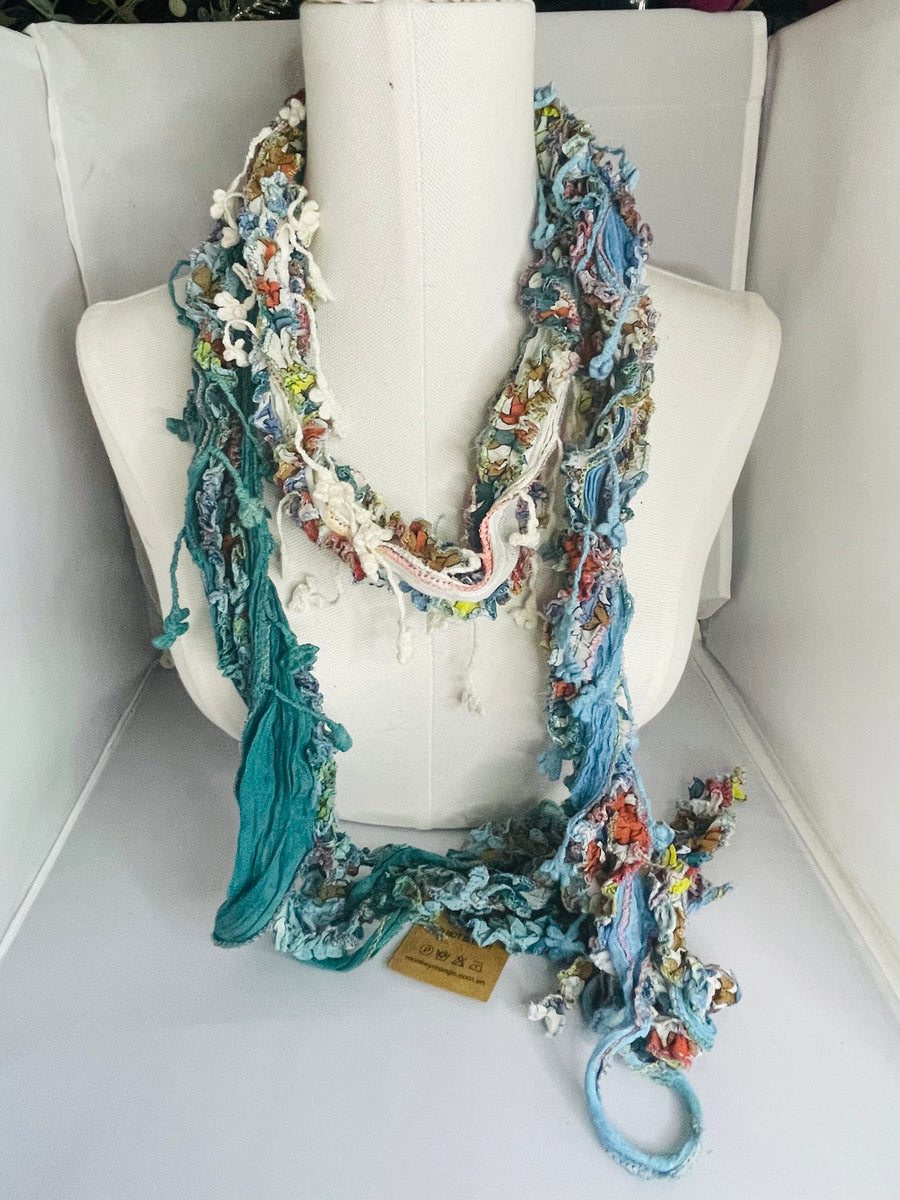 Boho Mixed Tassel Handmade Scarf Necklace