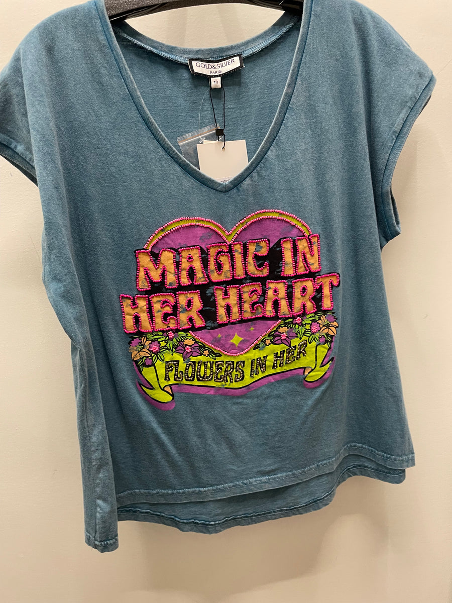 Beaded Moon Flower Tee