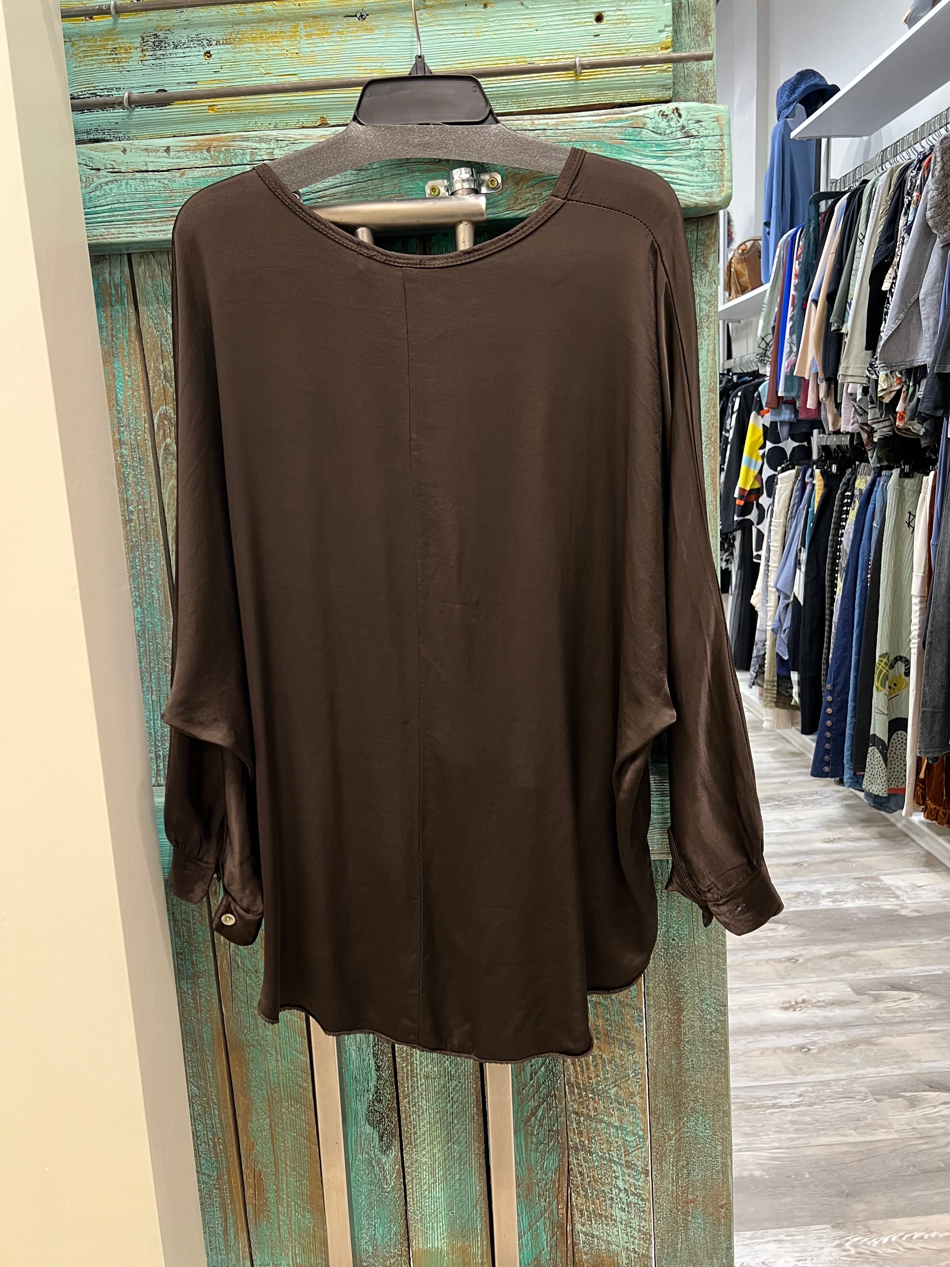 Silk Knot Top in Chocolate by Amorosa