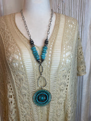 Turquoise Sunburst Pendant Necklace