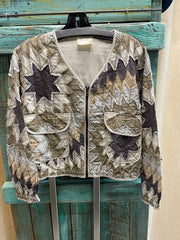 Kaleidoscope Patchwork
 Short Jacket in Plum by Paper Lace