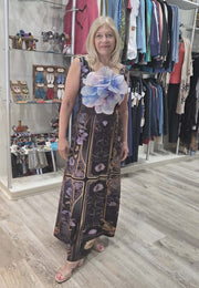 Maxi Low V Dress in "Clematis Floral" by IPNG Design