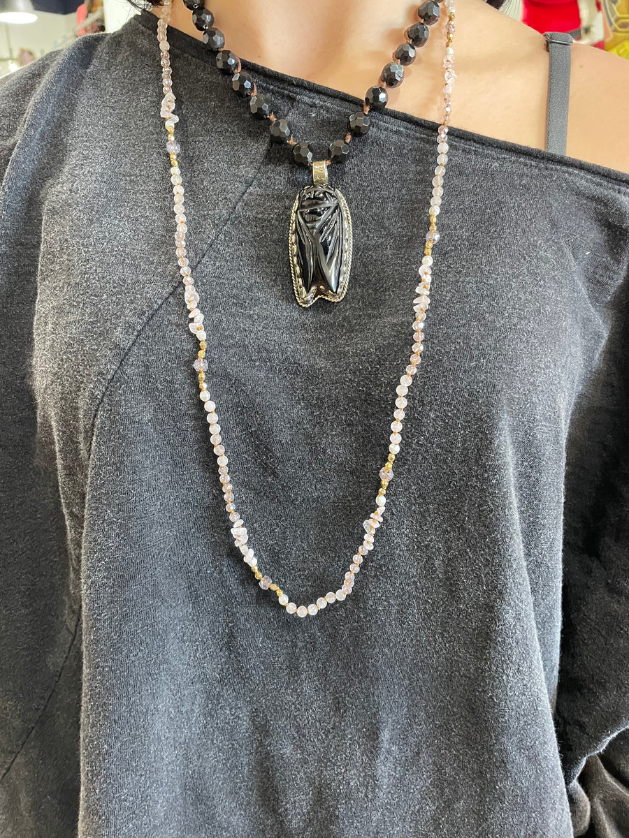 Natural Stone and Crystal Bead Necklace