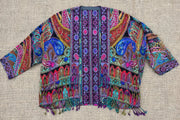 Embroidered Reversible Tapestry Fringe Short Jacket