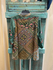 Floral Embroidered Mandarin Top by All About Her 5556