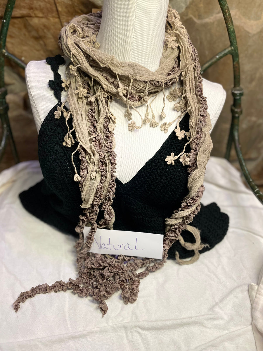 Boho Mixed Tassel Handmade Scarf Necklace