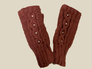 Fingerless Wool Lined Gloves with Cables and Beads by Yak N Yeti Robin Boutique