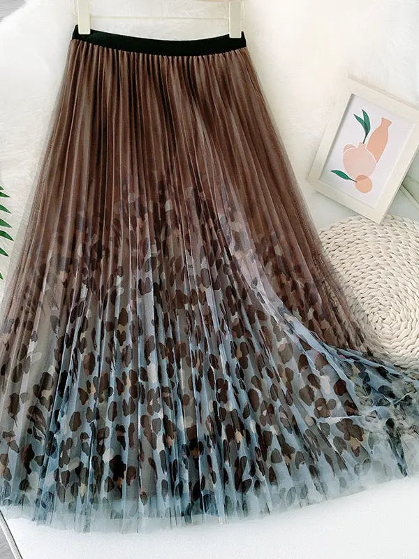 Fairy Pleated Mesh Skirt with Leopard Print by EllyNDale Robin Boutiuqe