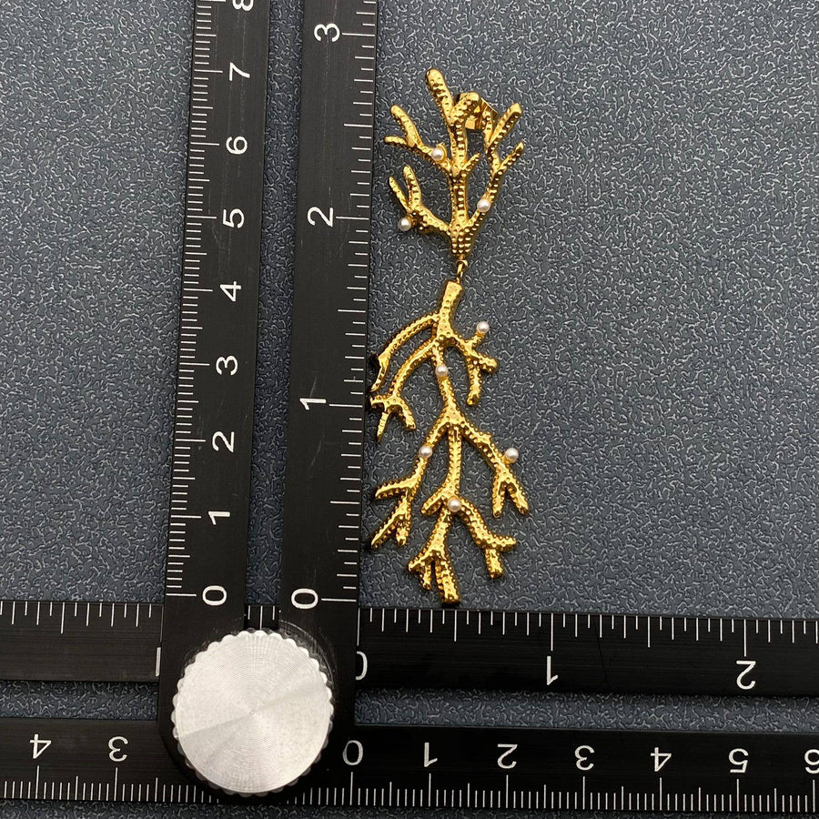 Inlaid Pearl Coral 18K Gold Plated Post Earrings - Robin Boutique