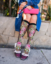 English Rose Black Sheer Knee High Socks Robin Boutique
